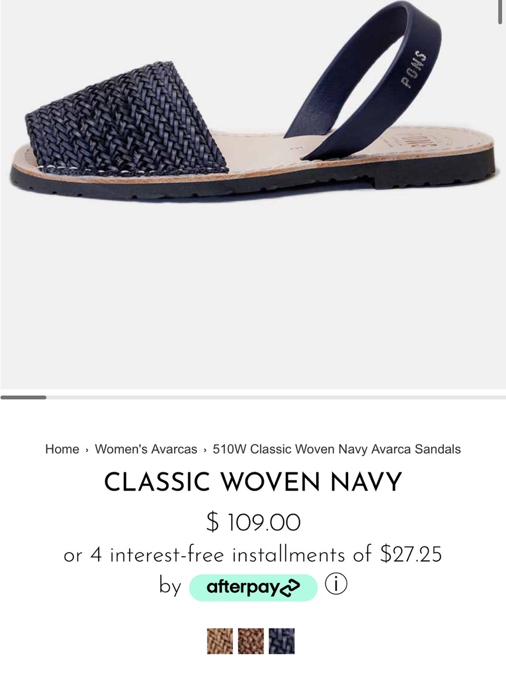 Classic Woven Navy Avarca Sandals - Women's Navy